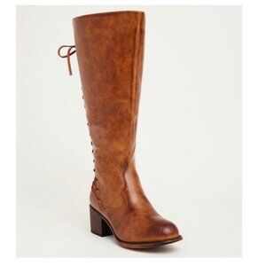Torrid Lace Back Distressed Knee High Boots Womens 11W Faux Leather Wide Calf